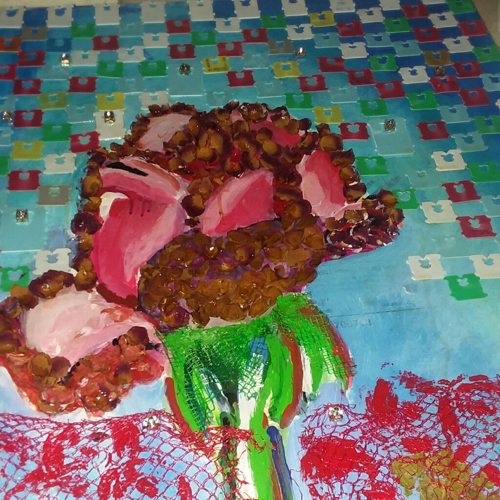 Rose Recycled Materials Portrait Painting by HD